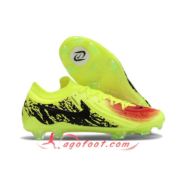 Nike Chaussures de Foot Phantom Luna Elite NU FG Noir/Vert/Rouge