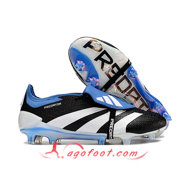 Adidas Chaussures de Foot Predator Elite Tongue FG Blanc/Noir/Bleu