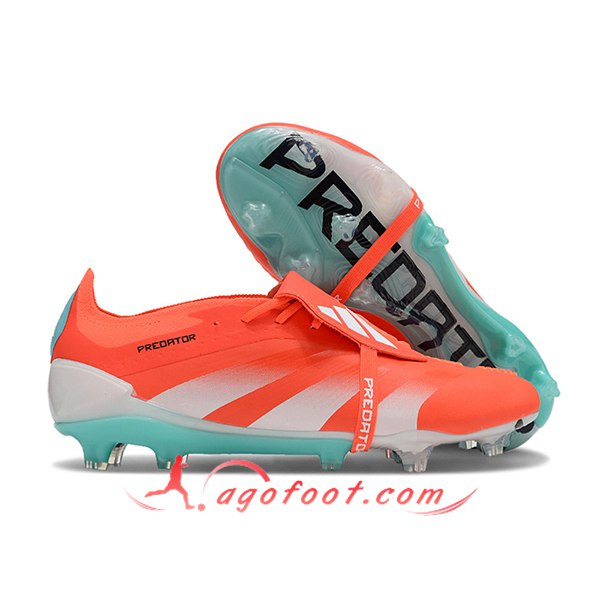 Adidas Chaussures de Foot Predator Elite Tongue FG Blanc/Orange