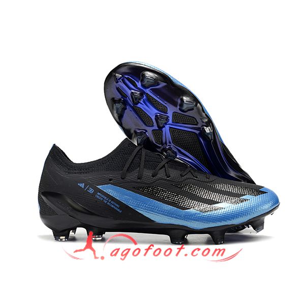 Adidas Chaussures de Foot X Crazyfast1 SG Noir/Bleu -02