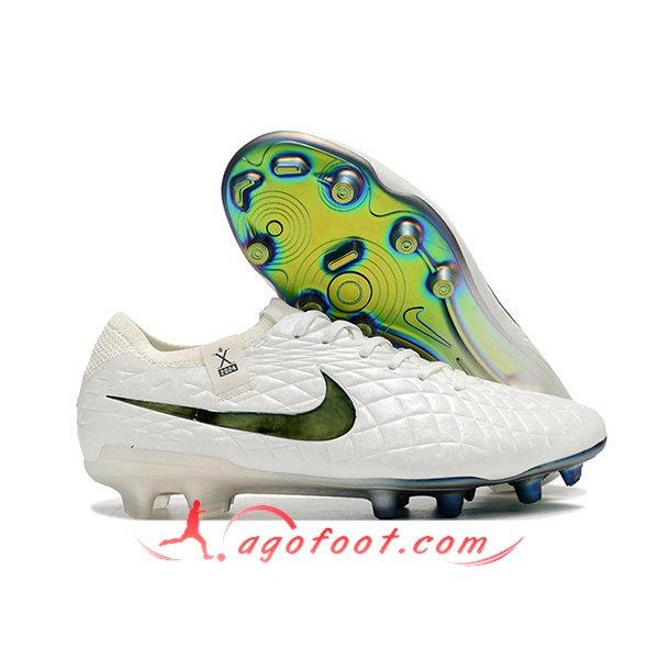 Nike Chaussures de Foot Tiempo Legend X Elite FG Blanc/Vert