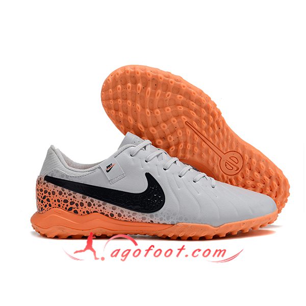 Nike Chaussures de Foot Tiempo Legend X Academy TF Gris/Noir/Orange