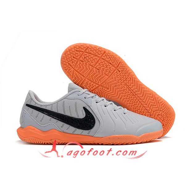 Nike Chaussures de Foot Legend 10 Academy IC Gris/Noir/Orange