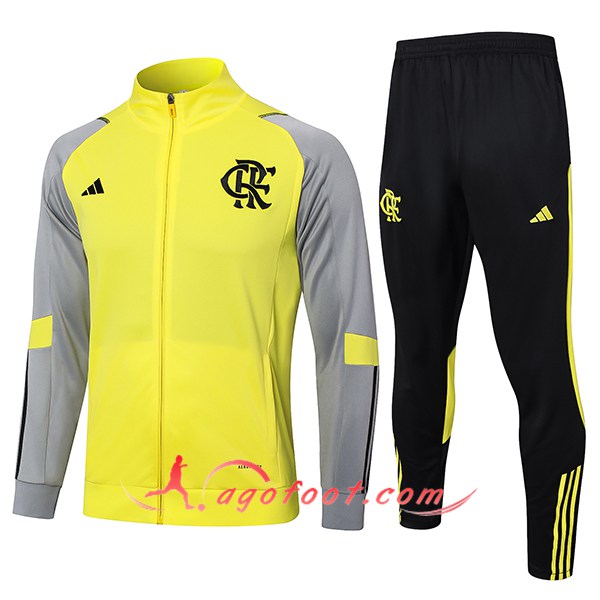 Ensemble Survetement de Foot Veste Foot Flamenco Jaune/Gris 2024/2025