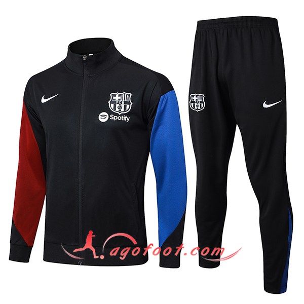 Ensemble Survetement de Foot Veste Foot FC Barcelone Noir/Rouge/Bleu 2024/2025