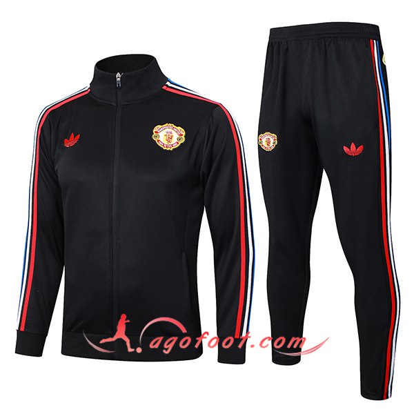 Ensemble Survetement de Foot Veste Foot Manchester United Noir 2024/2025