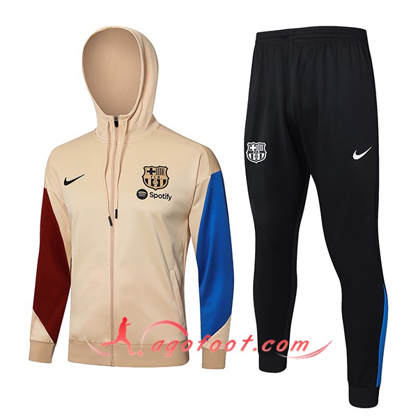 Ensemble Survetement Veste A Capuche Coupe-Vent FC Barcelone Jaune/Bleu/Rouge 2024/2025