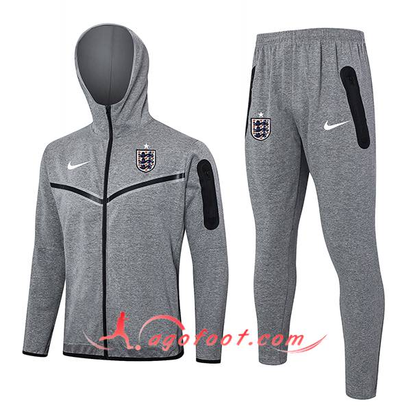 Ensemble Survetement Veste A Capuche Coupe-Vent Angleterre Gris 2024/2025