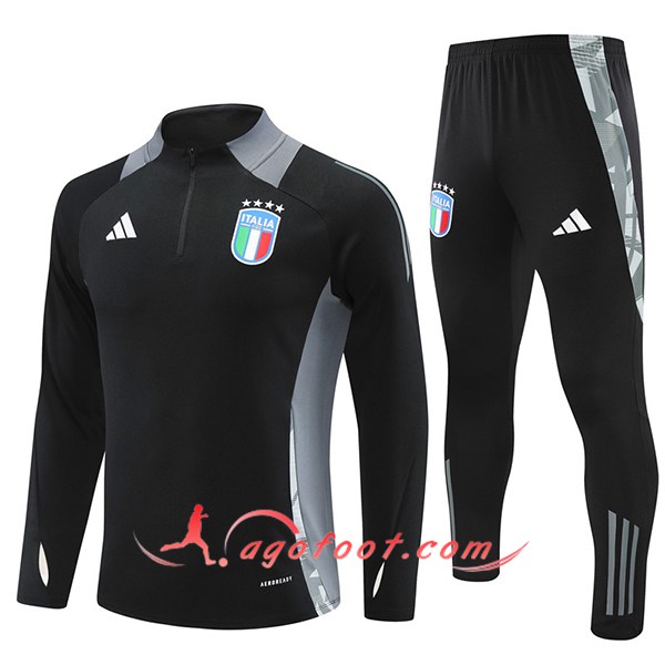 Ensemble Survetement de Foot Italie Noir/Gris 2024/2025