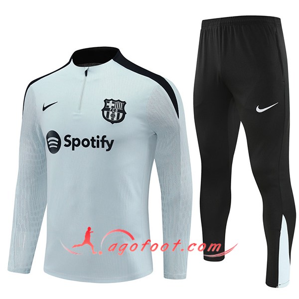Ensemble Survetement de Foot FC Barcelone Gris/Noir 2024/2025