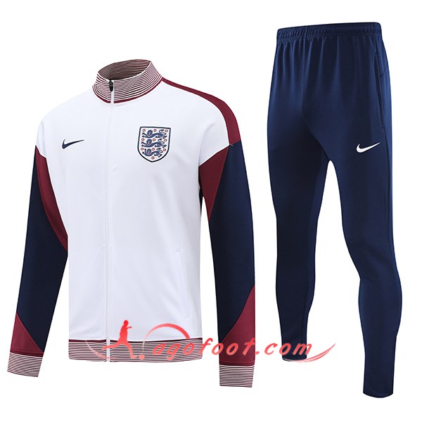 Ensemble Survetement de Foot Veste Foot Angleterre Blanc/Bleu/Rouge 2024/2025