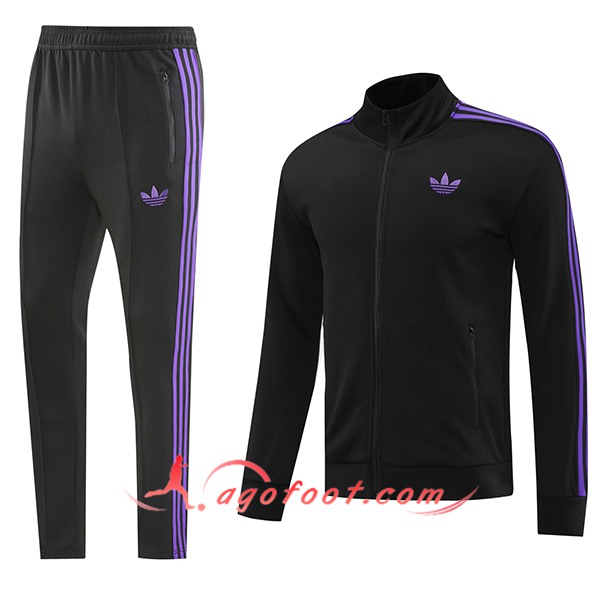 Ensemble Survetement de Foot Veste Foot Adidas Noir/Pourpre 2024/2025