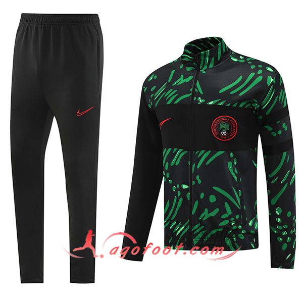 Ensemble Survetement de Foot Veste Foot Nigeria Noir/Vert 2024/2025