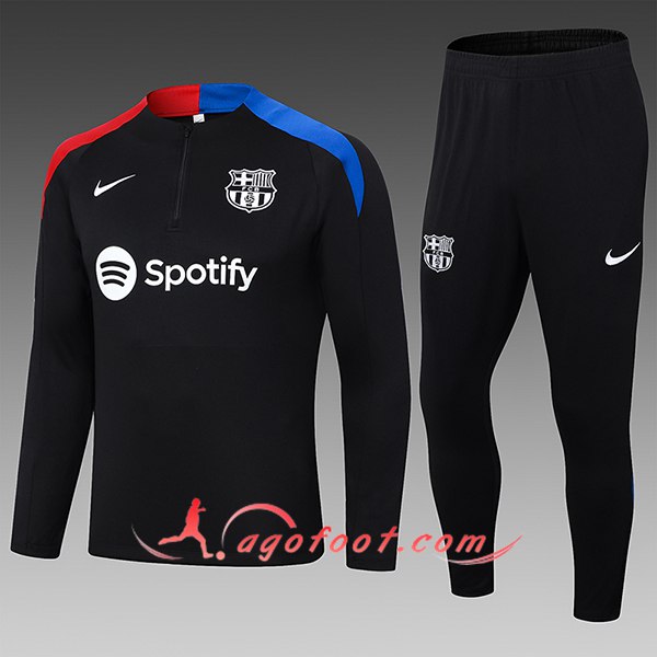 Ensemble Survetement de Foot FC Barcelone Enfant Noir/Bleu/Rouge 2024/2025