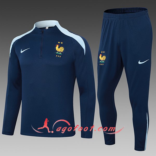 Ensemble Survetement de Foot France Enfant Bleu Royal 2024/2025