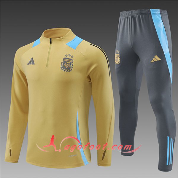 Ensemble Survetement de Foot Argentine Enfant Jaune/Bleu 2024/2025