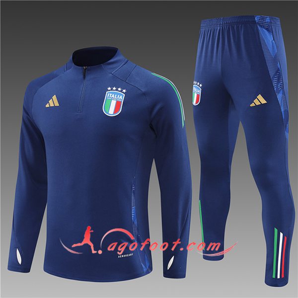Ensemble Survetement de Foot Italie Enfant Bleu Royal 2024/2025