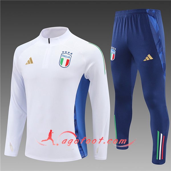 Ensemble Survetement de Foot Italie Enfant Blanc/Bleu 2024/2025