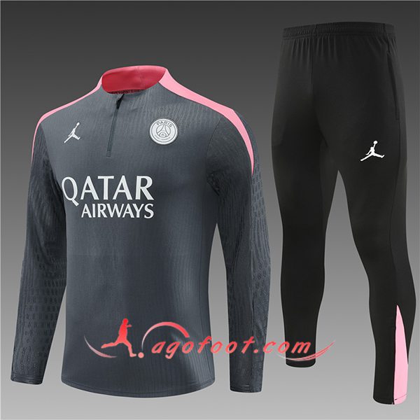 Ensemble Survetement de Foot PSG Gris Enfant Foncé 2024/2025