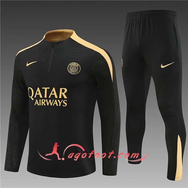 Ensemble Survetement de Foot PSG Enfant Noir/Jaune 2024/2025