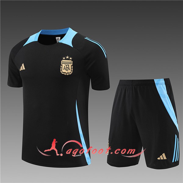 Ensemble Training T-Shirts Argentin Enfant Noir/Bleu 2024/2025