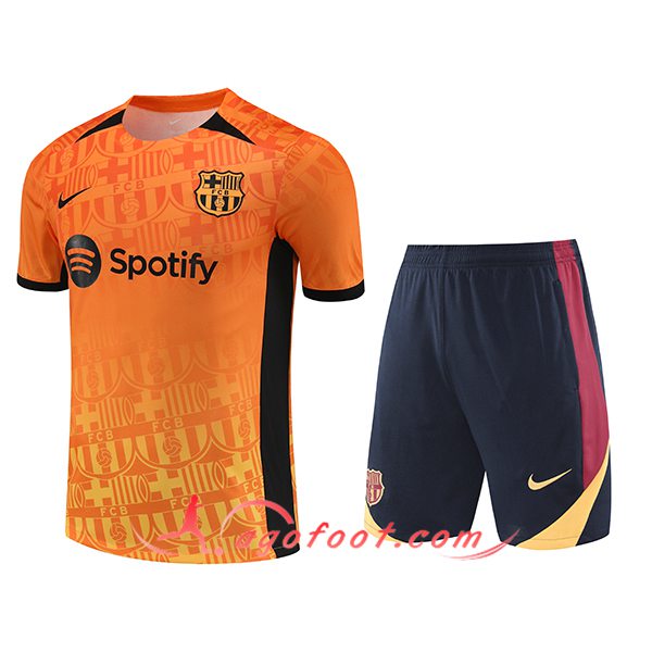 Ensemble Training T-Shirts FC Barcelone Orange/Noir 2024/2025