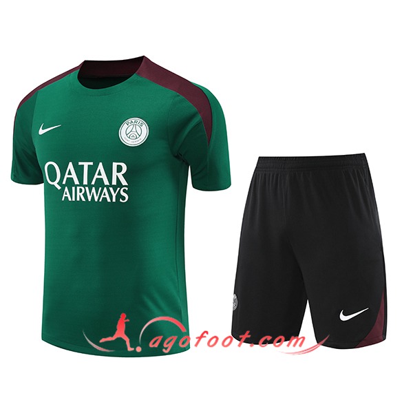 Ensemble Training T-Shirts PSG Vert/Rouge 2024/2025