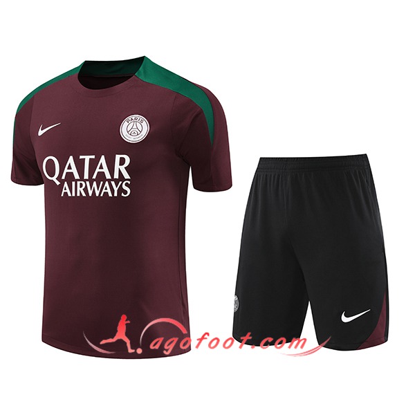 Ensemble Training T-Shirts PSG Rouge/Vert 2024/2025