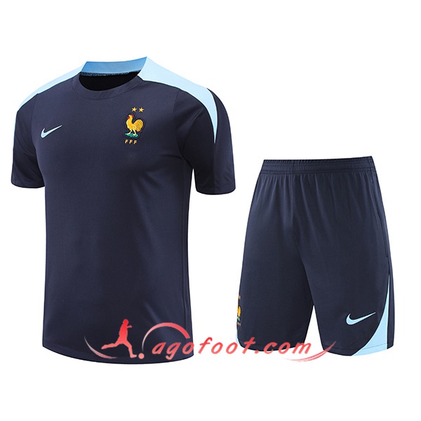 Ensemble Training T-Shirts France Bleu Foncé 2024/2025
