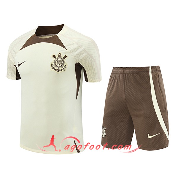 Ensemble Training T-Shirts Corinthians Beige/Brun 2024/2025