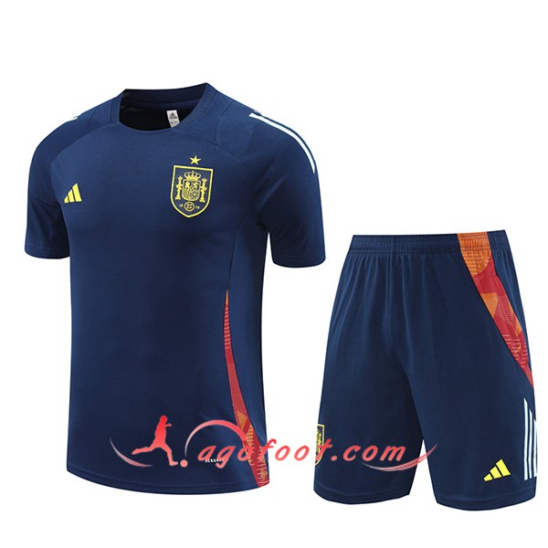 Ensemble Training T-Shirts Espagne Bleu Royal 2024/2025