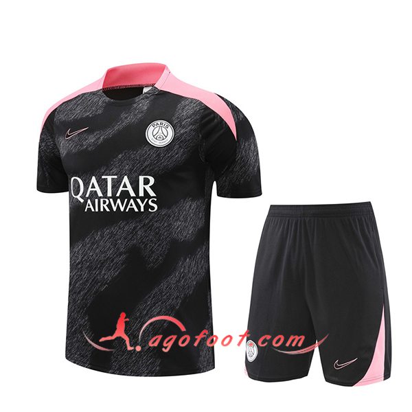 Ensemble Training T-Shirts PSG Noir/Gris/Rose 2024/2025