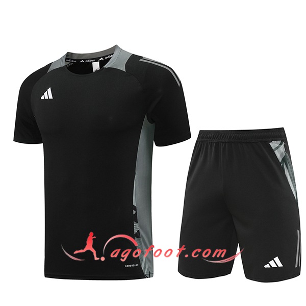 Ensemble Training T-Shirts Adidas Noir/Gris 2024/2025