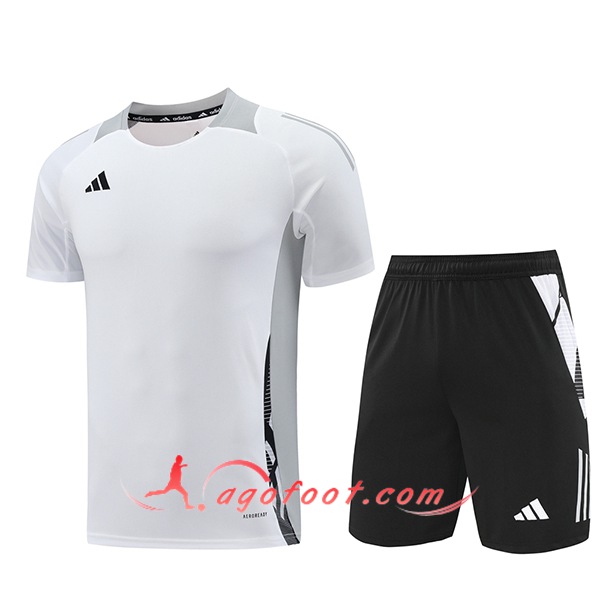 Ensemble Training T-Shirts Adidas Blanc/Gris 2024/2025