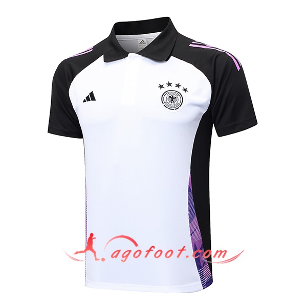 Polo Foot Allemagne Blanc/Noir/Pourpre 2024/2025