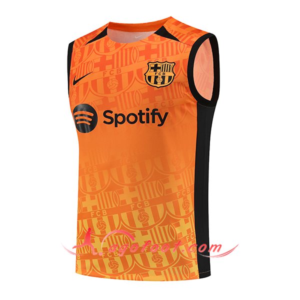 Training Debardeur FC Barcelone Orange/Noir 2024/2025