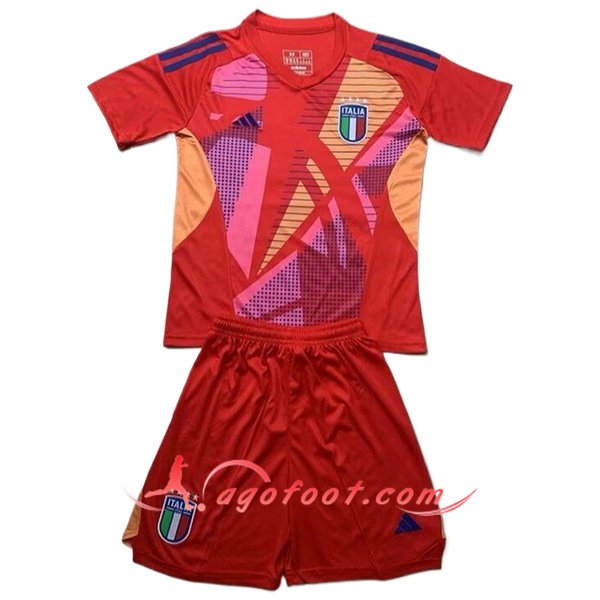 Maillot de Foot Italie Enfant Gardien De But Rouge UEFA Euro 2024