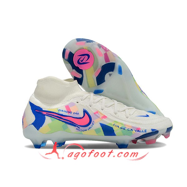 Nike Chaussures de Foot Phantom Luna Elite NU FG Blanc/Bleu/Rose -04