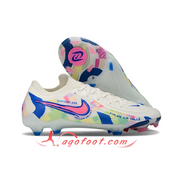 Nike Chaussures de Foot Phantom Luna Elite NU FG Blanc/Bleu/Rose -05