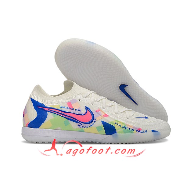 Nike Chaussures de Foot Phantom GX II Elite IC Blanc/Bleu/Rose -02