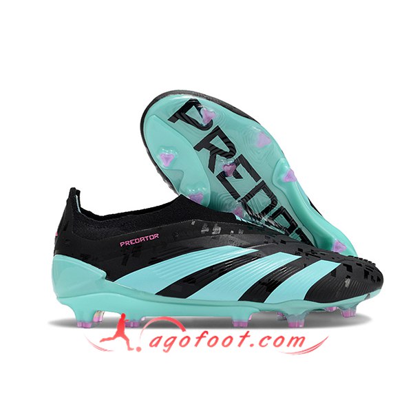 Adidas Chaussures de Foot PREDATOR ELITE LACELESS BOOTS FG Noir/Bleu