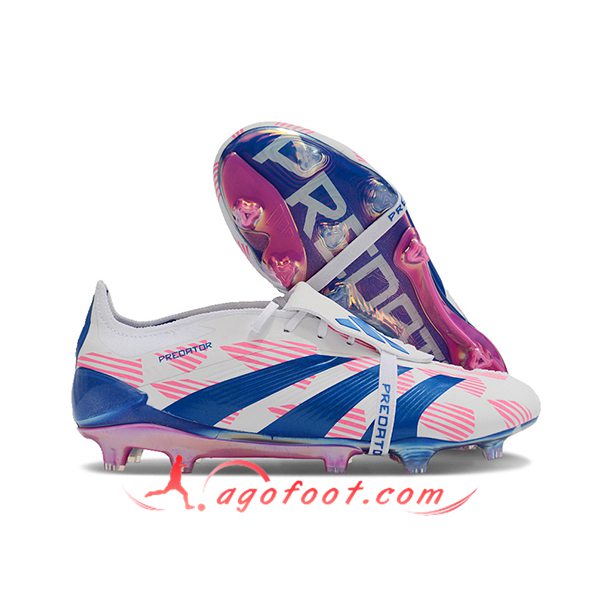 Adidas Chaussures de Foot Predator Elite Tongue FG Blanc/Bleu/Rouge