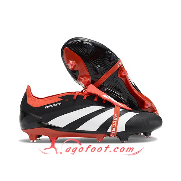 Adidas Chaussures de Foot Predator Elite Tongue FG Noir/Blanc/Rouge