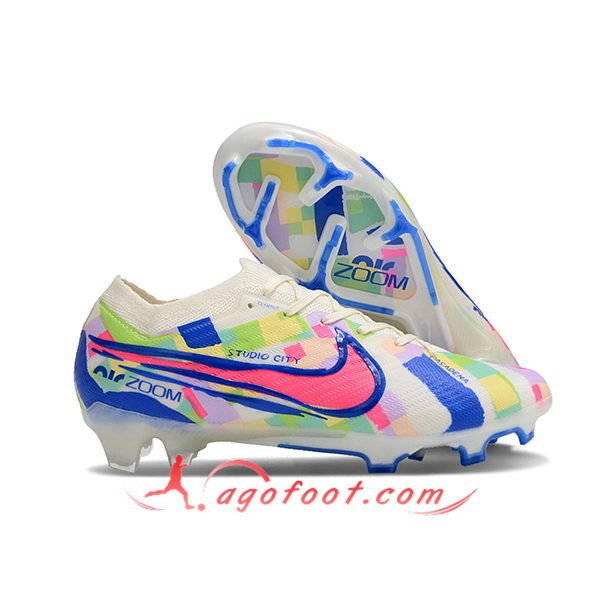 Nike Chaussures de Foot AIR Zoom Mercurial Vapor 15 Elite XXV FG SE Blanc/Bleu/Rose