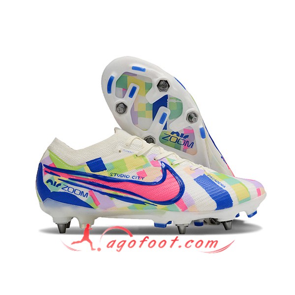 Nike Chaussures de Foot Air Zoom Mercurial Vapor XV Elite SG Blanc/Bleu/Rose