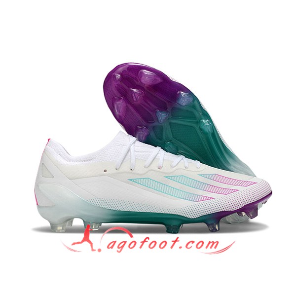 Adidas Chaussures de Foot X CRAZYFAST MESSI.1 FG BOOTS Blanc/Vert/Pourpre