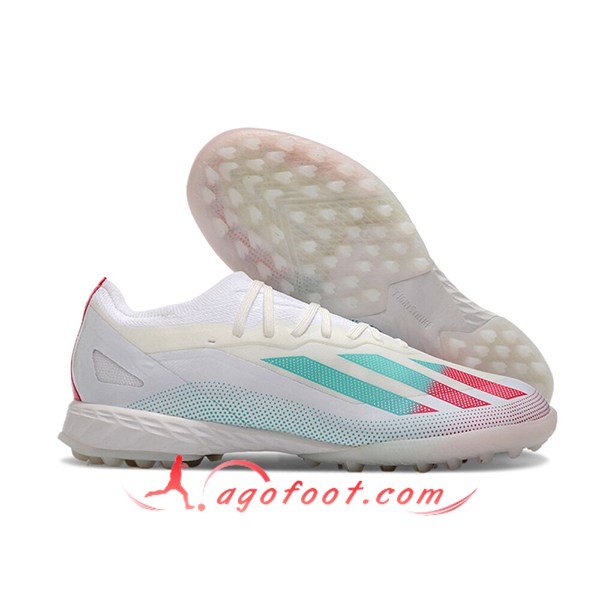 Adidas Chaussures de Foot X CRAZYFAST.1 TF BOOTS Blanc/Vert/Rouge