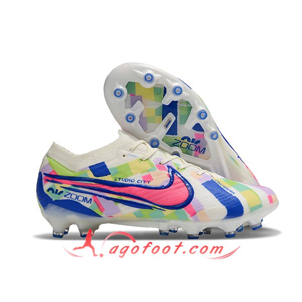 Nike Chaussures de Foot Air Zoom Mercurial Vapor XV Elite AG Blanc/Bleu/Rose