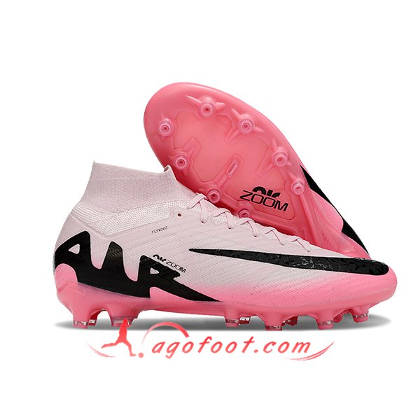 Nike Chaussures de Foot Air Zoom Mercurial Superfly IX Elite AG Rose/Noir