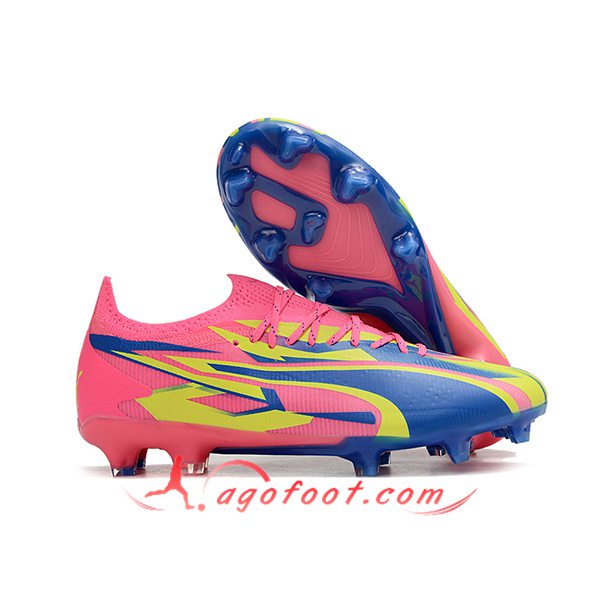 PUMA Chaussures de Foot Ultra Ultimate FG Rose/Jaune/Bleu